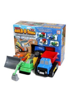 Popular Playthings POPULAR PLAYTHINGS Magnetic Build-a-Truck Construction Set of 4 Construction Vehicles with Real Construction Site Sounds  - Image 1