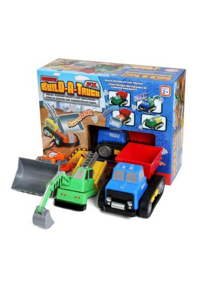 Popular Playthings POPULAR PLAYTHINGS Magnetic Build-a-Truck Construction Set of 4 Construction Vehicles with Real Construction Site Sounds  - Image 1