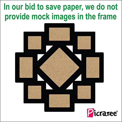 PICRAZEE Wooden Wall Collage Photo Frame for Birthday | Anniversary | House Warming (9 Photographs, Black, Size- 24* x 24* inch) - Image 5