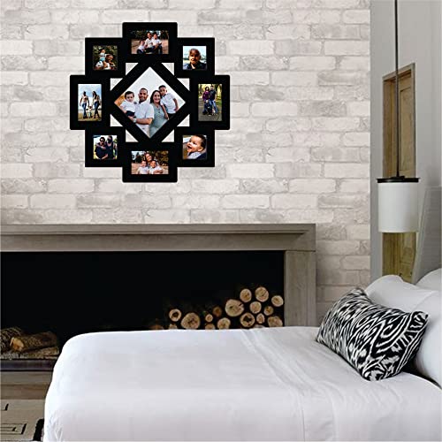PICRAZEE Wooden Wall Collage Photo Frame for Birthday | Anniversary | House Warming (9 Photographs, Black, Size- 24* x 24* inch) - Image 2