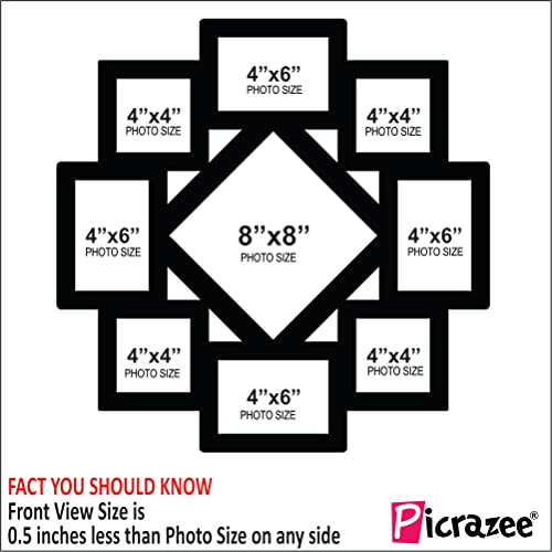 PICRAZEE Wooden Wall Collage Photo Frame for Birthday | Anniversary | House Warming (9 Photographs, Black, Size- 24* x 24* inch) - Image 3