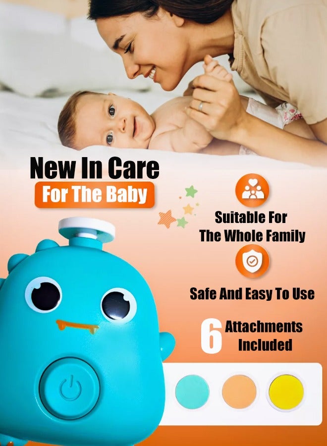 Electric Nail Trimmer, Baby Nail File, Safe + Easy Baby Nail File for Newborns, Infants & Toddlers, 6 Grinding Heads, Low Noise Newborn Nail File and Baby Nail Buffer, Gentle Nail Care Baby Nail Grooming Care Kit for Newborn Infant Toddler Toes Fingernails  - Image 2