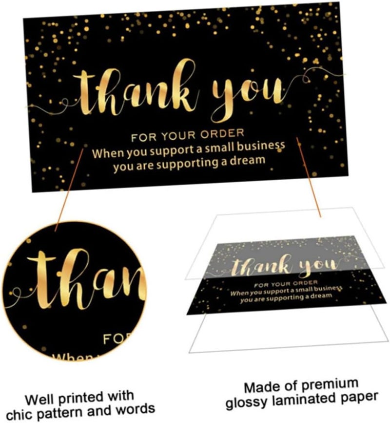 60pcs Black Thank You Cards with Gold Foil Printing Bulk Business Thank You Notes for Shop Customer Appreciation and Festival Events - Image 3