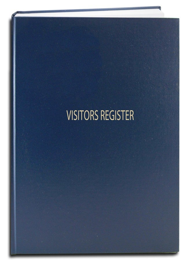 BookFactory Visitor Log Book Visitor Register Visitors Sign-in Book - 120 Pages, 8 7/8'' x 7'' - Blue Cover, Section Sewn Hardbound (Made in USA) - Image 1