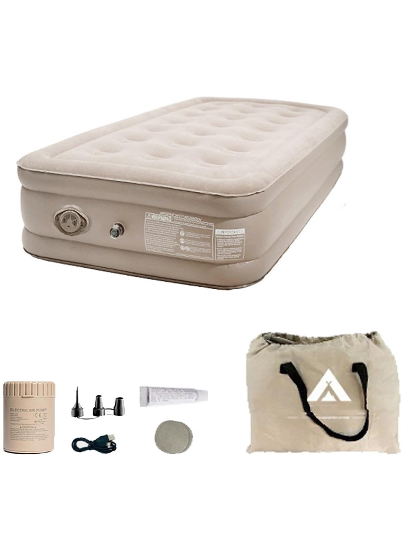 Inflatable Air Mattress,Self-Inflating Sleeping Mats,Twin Air Bed with Built-in Pump, Blow Up Mattress 300lb Capacity, Inflation Airbed for Camping Home Trunk Bed Travel (Single Person/High)