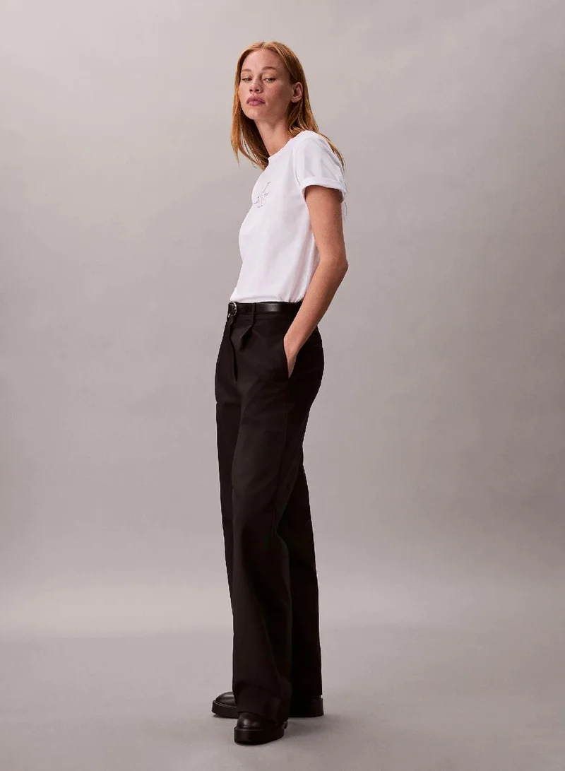 Calvin Klein Jeans Bright White Glossy Metallic Logo T-Shirt for Women | Best Price UAE