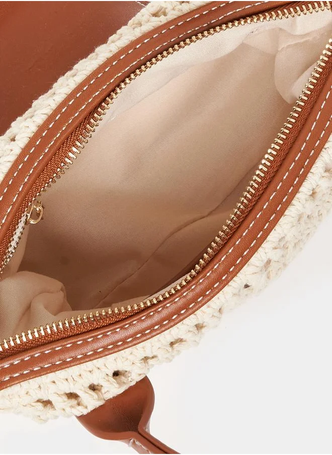 Styli Charm Drop Crochet Handbag with Top Handle