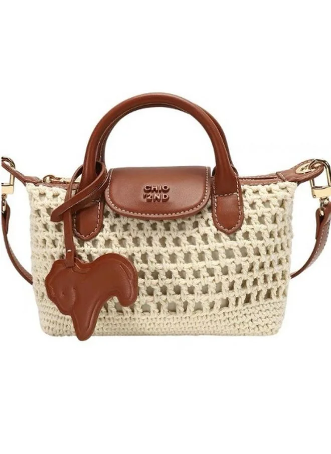 Styli Charm Drop Crochet Handbag with Top Handle
