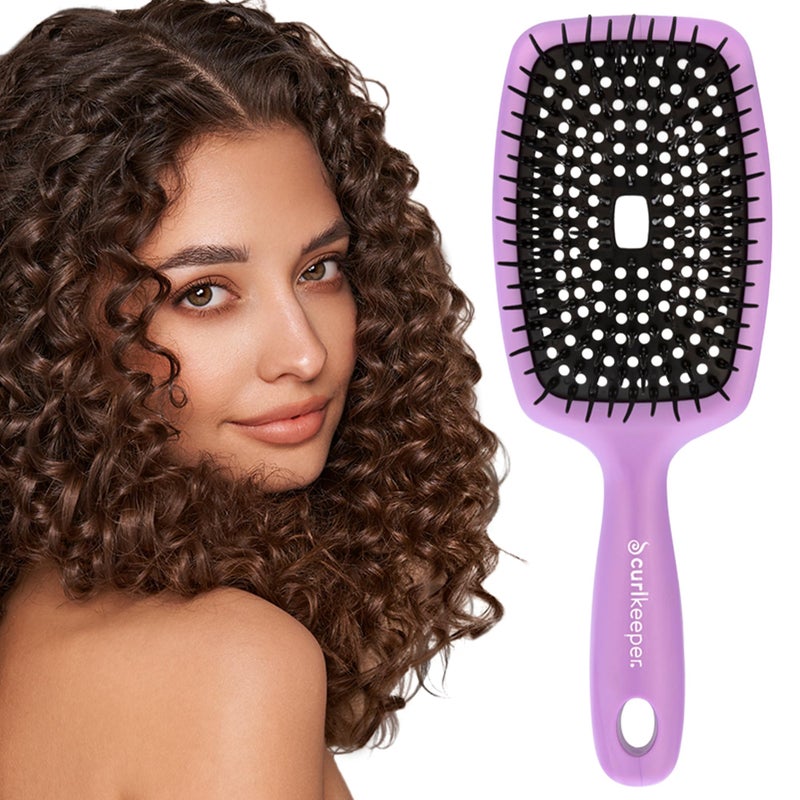 Curl Keeper Flexy Hair Brush, Purple - Detangling Hair Brush with Flexible Bristles for Shower Use, Combing Through Curls & Removing Tangles - Lightweight Hair Accessories for All Hair Type - Image 1