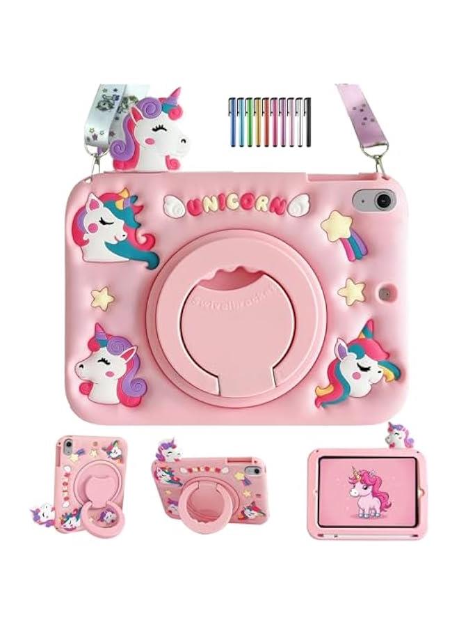 Case Compatible with iPad (A16) 11th Generation 11 Inch 2025, iPad 10th Generation 10.9 Inch 2022, 360° Rotatable Stand, Shoulder Strap, Stylus, Pink - Image 1