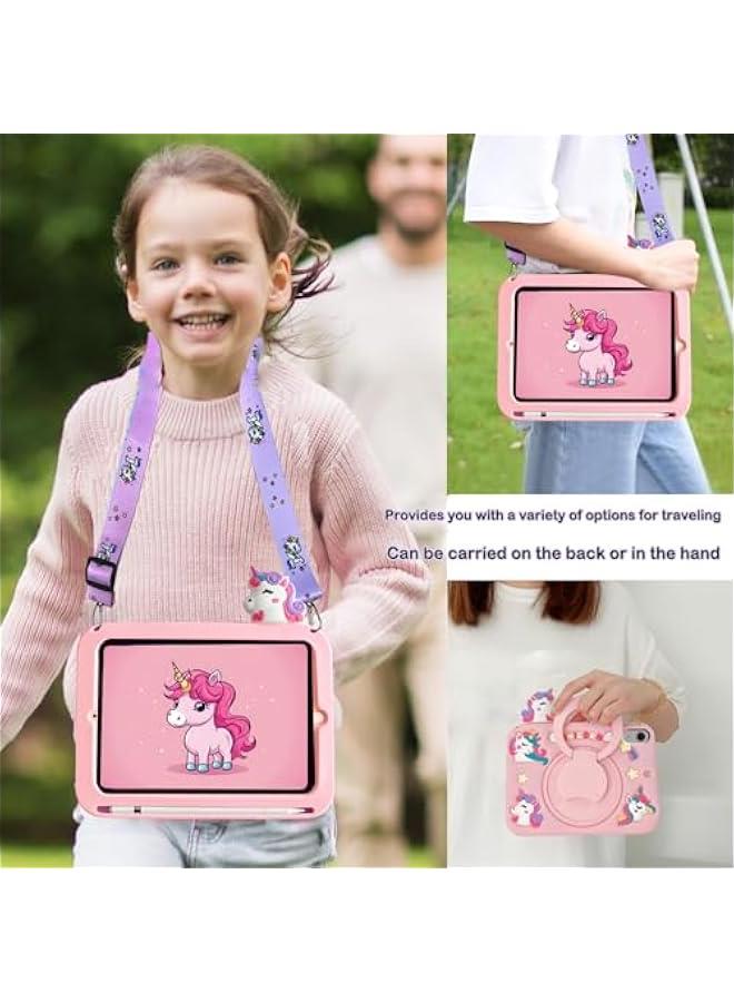 Case Compatible with iPad (A16) 11th Generation 11 Inch 2025, iPad 10th Generation 10.9 Inch 2022, 360° Rotatable Stand, Shoulder Strap, Stylus, Pink - Image 4
