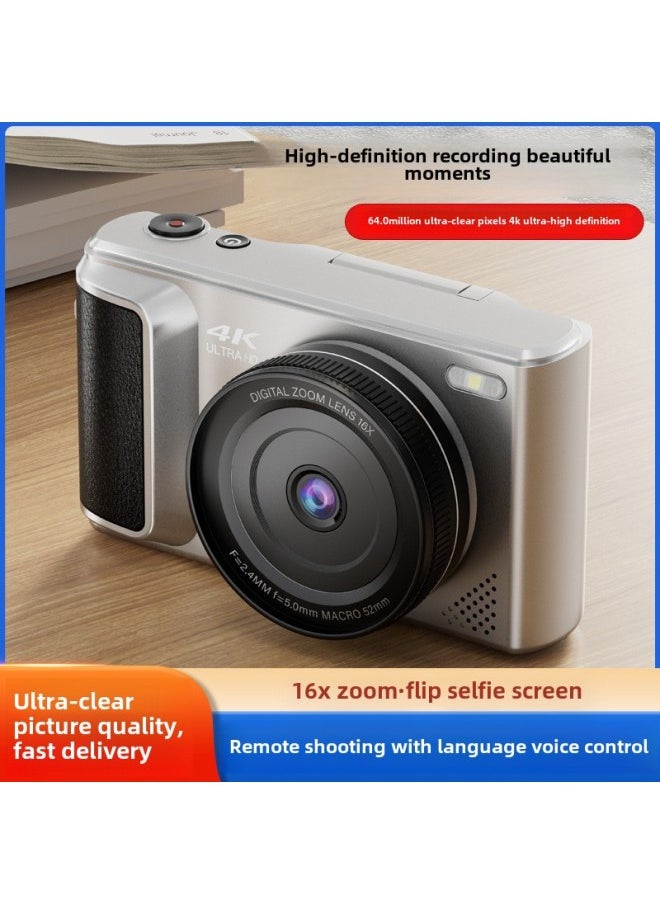 Generic 4K High-pixel Student Party Campus Flip Screen Selfie Micro Single Photo Video Entry-level Digital Camera Vlog-Body Color:White  - Image 2