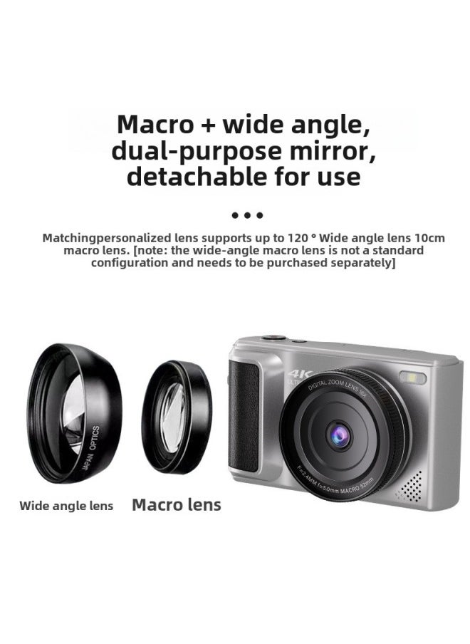 Generic 4K High-pixel Student Party Campus Flip Screen Selfie Micro Single Photo Video Entry-level Digital Camera Vlog-Body Color:White  - Image 5