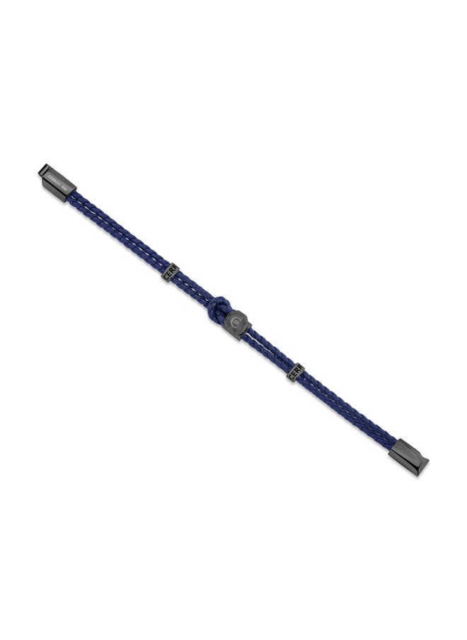 CERRUTI 1881 - Constanzo Navy Blue Leather Bracelet for Men with Stand-Out Loop and CRR Signature - Image 1