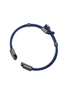 CERRUTI 1881 Constanzo Navy Blue Leather Bracelet for Men with Stand-Out Loop and CRR Signature  - Image 3