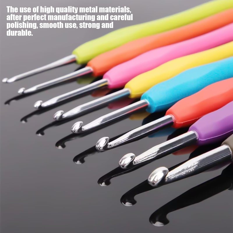 Motroce 9PCS Crochet Hook Set with Ergonomic Soft Grip Handles for Enhanced Comfort and Precision Control, Complete with Stitch Markers - Perfect for Both Beginners and Experienced Crochet Enthusiasts - Image 3