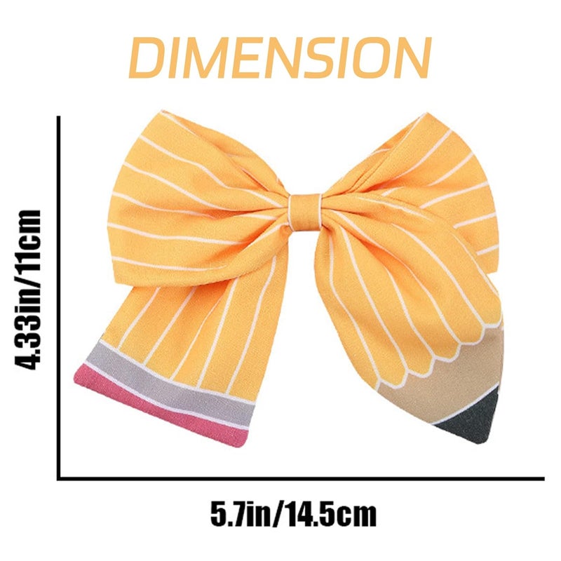 AIDVPOD Back to School Bow Hair Clips Yellow Pencil Hair Bow Clips Sparkling Sequin Pencil Apple Alligator Clips Hair Accessories for Little Girls Toddlers Kids and Teens - Image 2