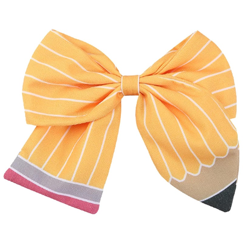 AIDVPOD Back to School Bow Hair Clips Yellow Pencil Hair Bow Clips Sparkling Sequin Pencil Apple Alligator Clips Hair Accessories for Little Girls Toddlers Kids and Teens - Image 1