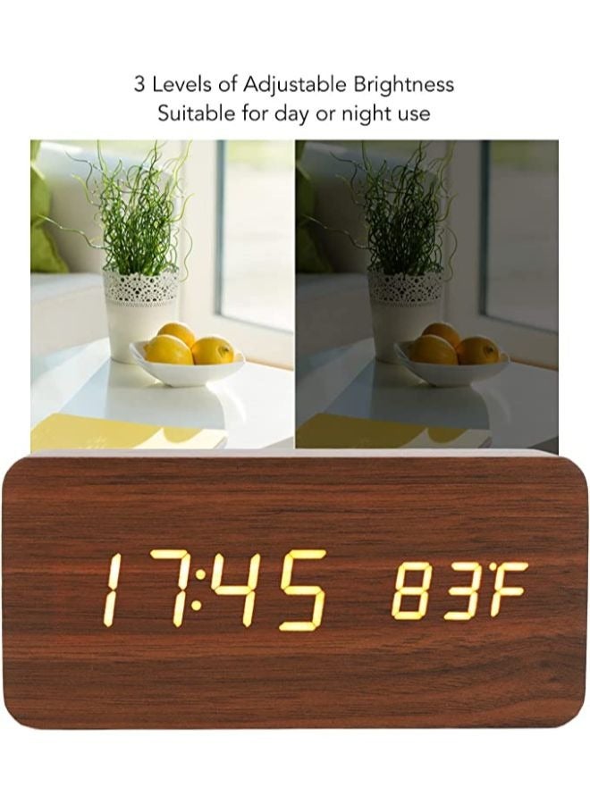 Wooden LED Clock with Temperature Humidity Display Electronic Clock for Bedroom Bedside Home Office - Image 5
