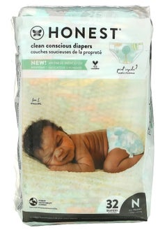 Honest Clean Conscious New Born Over 10 Lbs Diapers 32 Diapers 