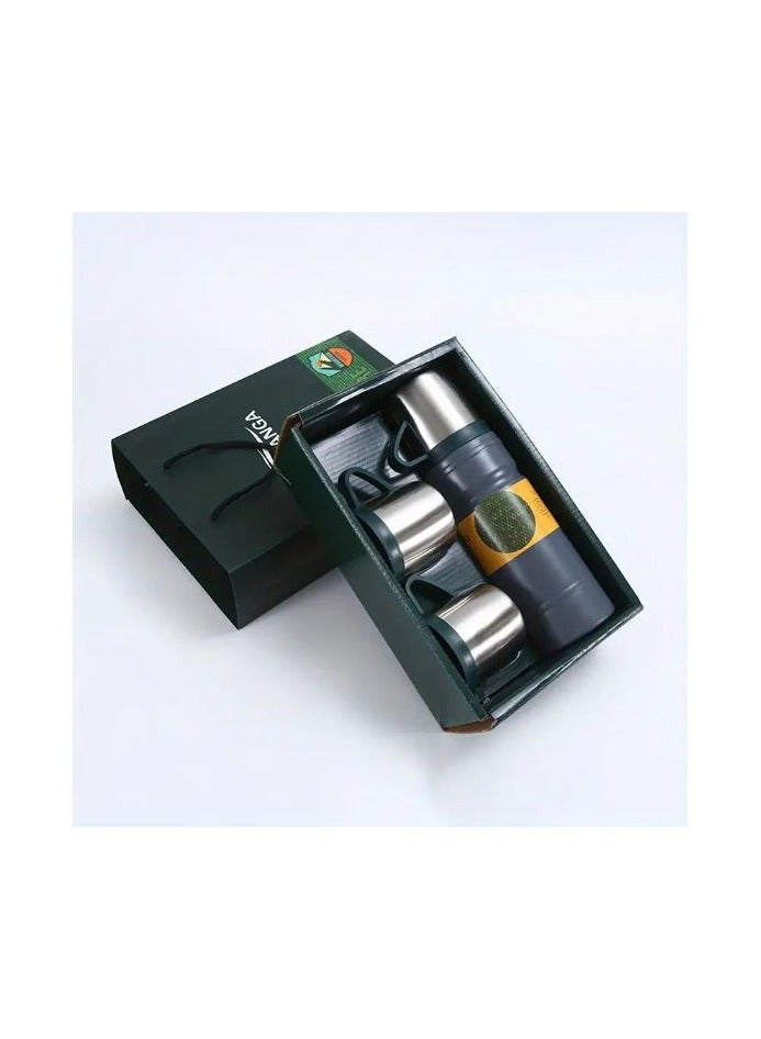 Vacuum Flask With 2 Stainless Steel Cups (680 Ml, Gray) - Image 1