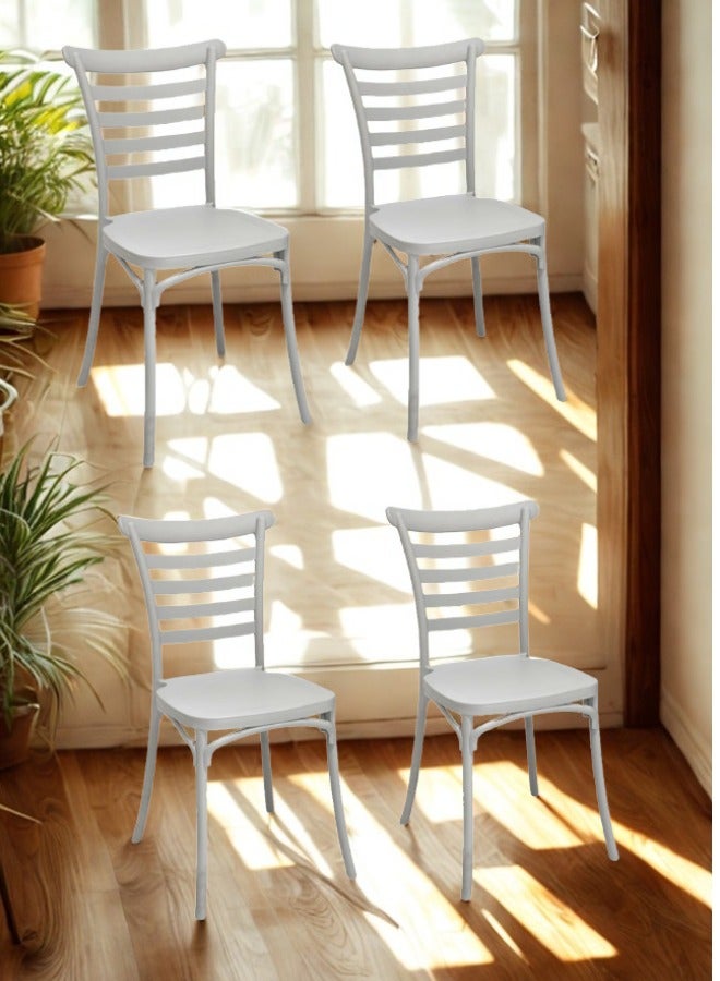 SMART HOME Modern Design 4-Piece Fiber Chair Set with Sturdy Legs - 45x45x80 cm | Durable Seat for Office, Dining Room, Coffee Shop, Garden, and Outdoor Lounges - Image 1