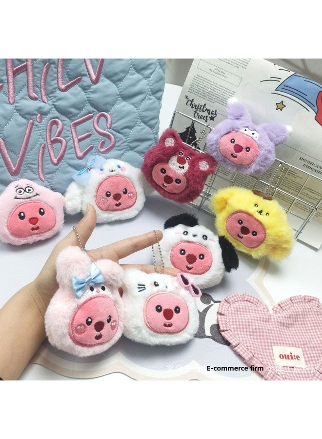 Cute Headgear Beaver Squeak Pendant Sanrio Loopy Doll Plush Brooch Bag Hanging Accessories Wholesale-Specifications:Purple Kurome Beaver-Color:Brooch Style (brooch Without Hanging Chain On The Back)  - Image 4