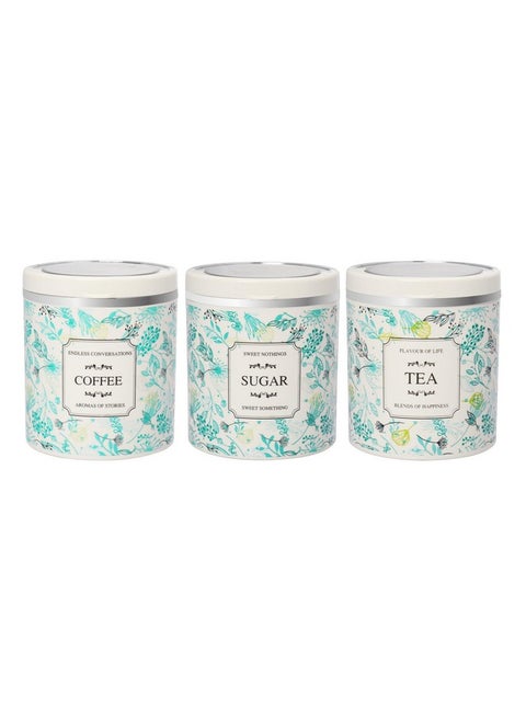Jaypee Plus Plastic Classique 3 Tea Coffee Sugar Containers Set Of 3IAirtight 750 Ml Tea Container SetISilicon Rubber LockIKitchen ContainerIStackableIGlossy FinishITransparent Lid, Green