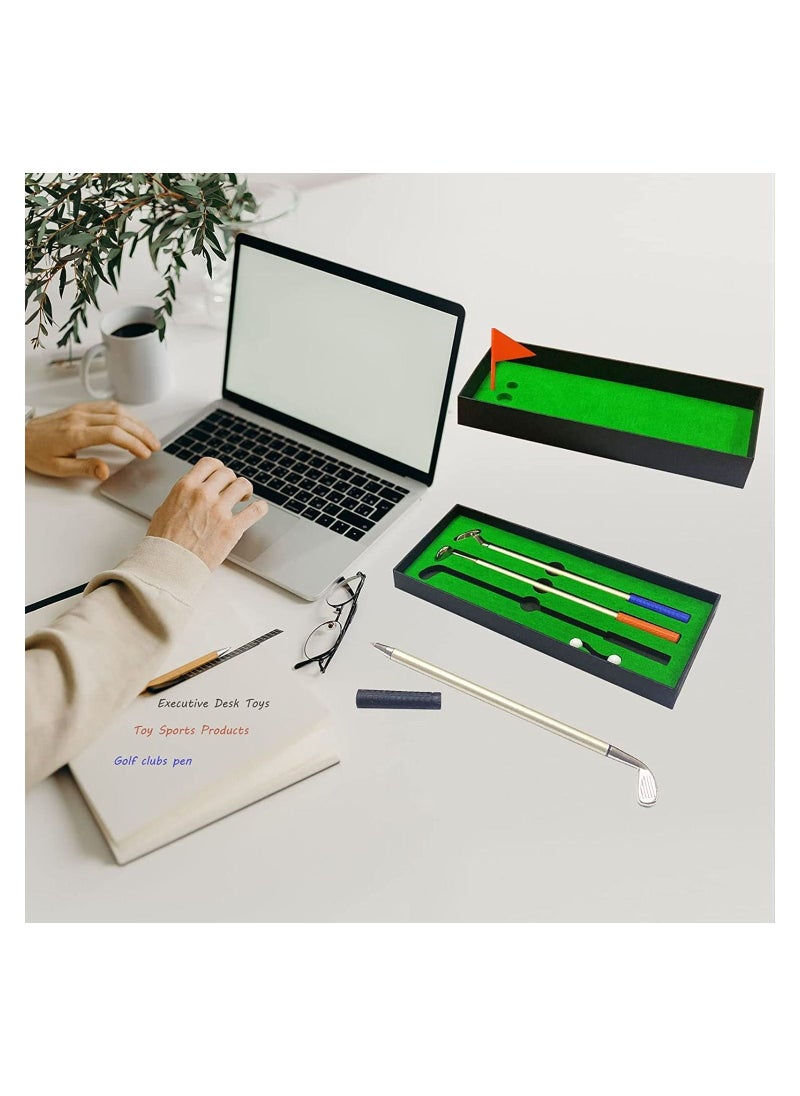 SYOSI - Golf Pen, Mini Golf Gift Set, Desktop Golf Ball Pen Gift, 3 Golf Clubs Pens with Balls and Flag, Dad Boss Coworkers Him Boyfriend Golfers Funny Birthday Gifts, Desktop Games Office Gadgets Desk Decor - Image 1