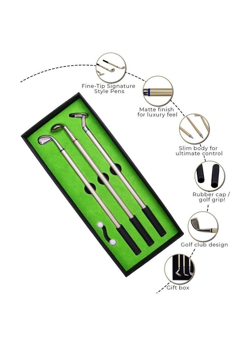 SYOSI - Golf Pen, Mini Golf Gift Set, Desktop Golf Ball Pen Gift, 3 Golf Clubs Pens with Balls and Flag, Dad Boss Coworkers Him Boyfriend Golfers Funny Birthday Gifts, Desktop Games Office Gadgets Desk Decor - Image 1