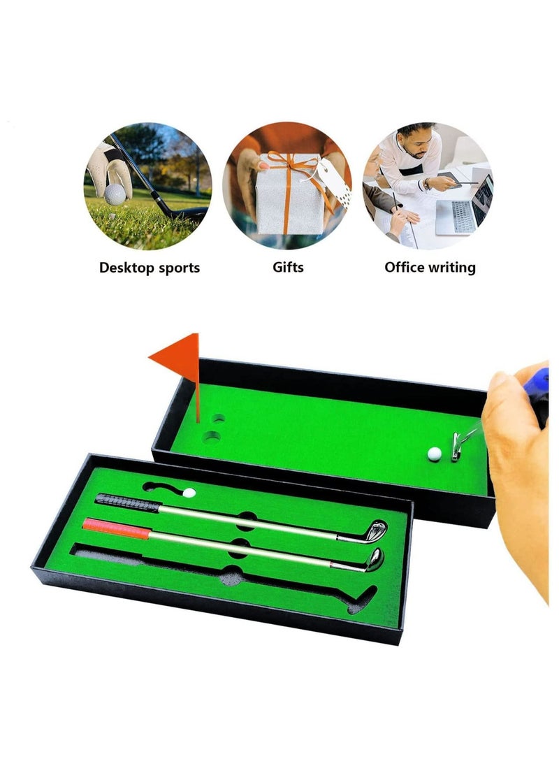 SYOSI - Golf Pen, Mini Golf Gift Set, Desktop Golf Ball Pen Gift, 3 Golf Clubs Pens with Balls and Flag, Dad Boss Coworkers Him Boyfriend Golfers Funny Birthday Gifts, Desktop Games Office Gadgets Desk Decor - Image 1