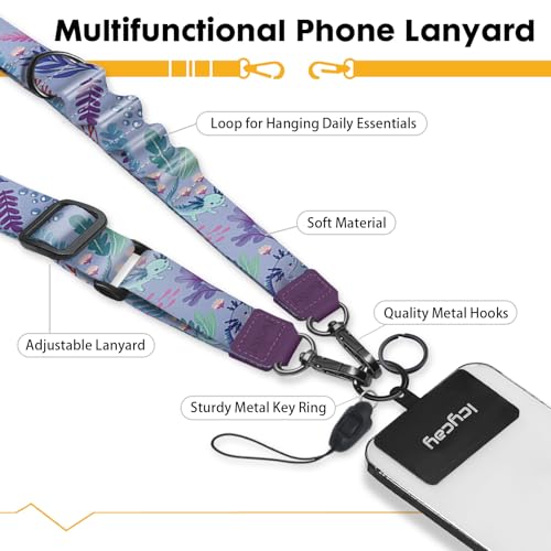 Icycay Phone Lanyard Crossbody, Axolotls Cell Phone Strap for Around The Neck Adjustable, Anti Theft Cute Lanyard for ID Holder Keys Accessories Travel Essential - Image 3