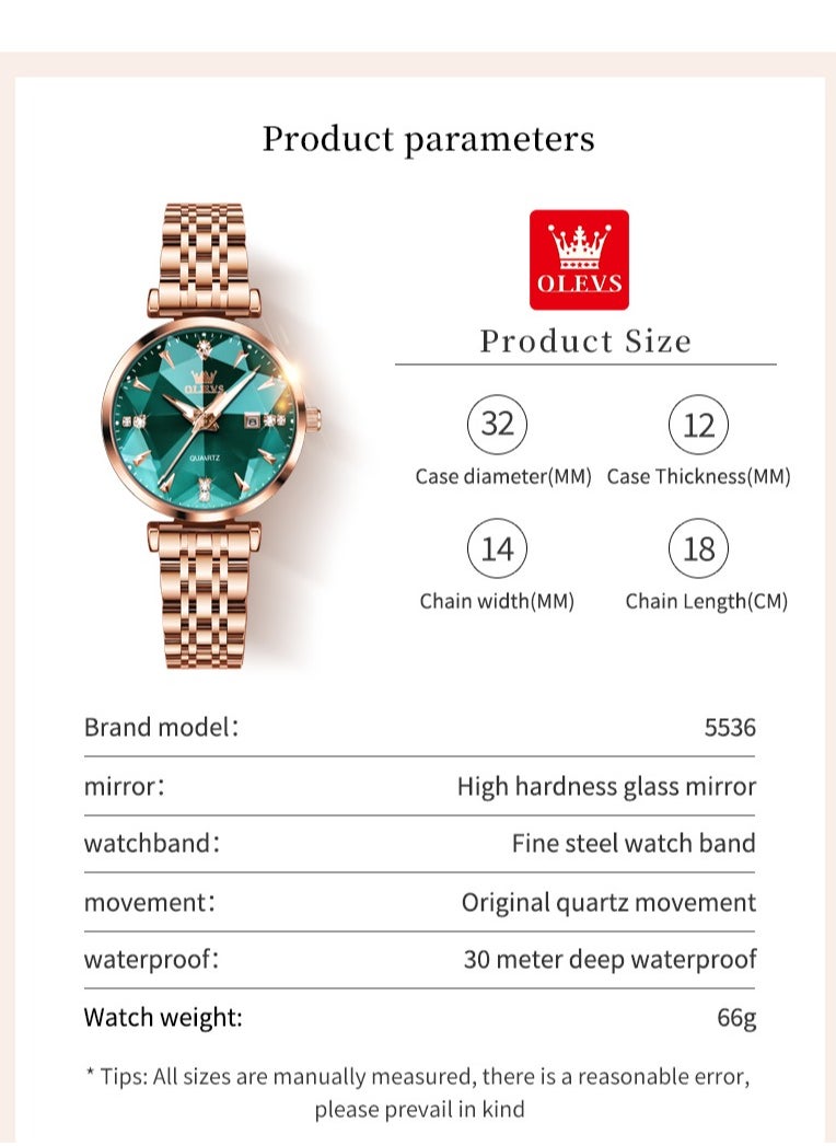OLEVS - Watches for Women Stainless Steel Quartz Water Resistant Analog Watch 32mm 5536 - Image 1