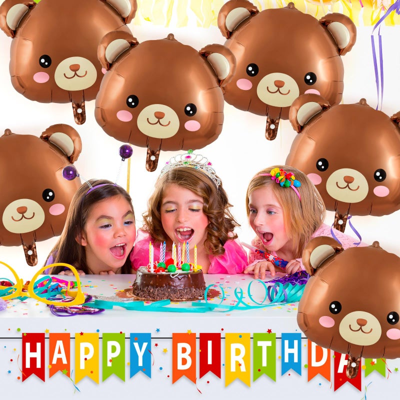 YOTHORN 10 Pcs Large Bear Balloons,22 Inch Bear Head Balloon Brown Bear Foil Balloons,Bear Shaped Animal Balloons for Birthday Party Baby Shower Jungle Theme Party Decoration - Image 4