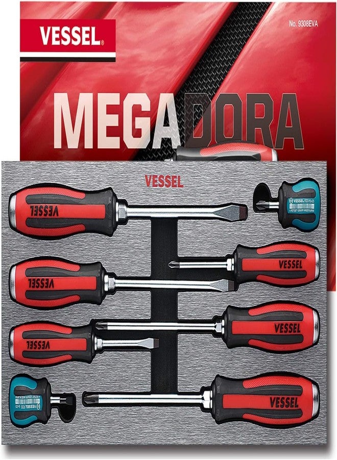 VESSEL MEGADORA Tang-Thru Screwdriver Set 8pcs. 9308EVA (EVA Foam set/Tang Thru) - Image 1