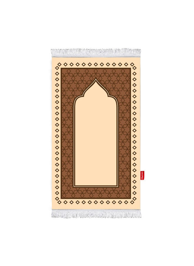 ريكراك سجاده صلاة مبطنه فايبر مطبوعه- بيج وبني  - Image 1