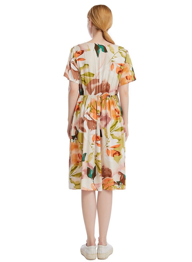 Loquat Maternity Floral Print Dress Multicolor  - Image 3