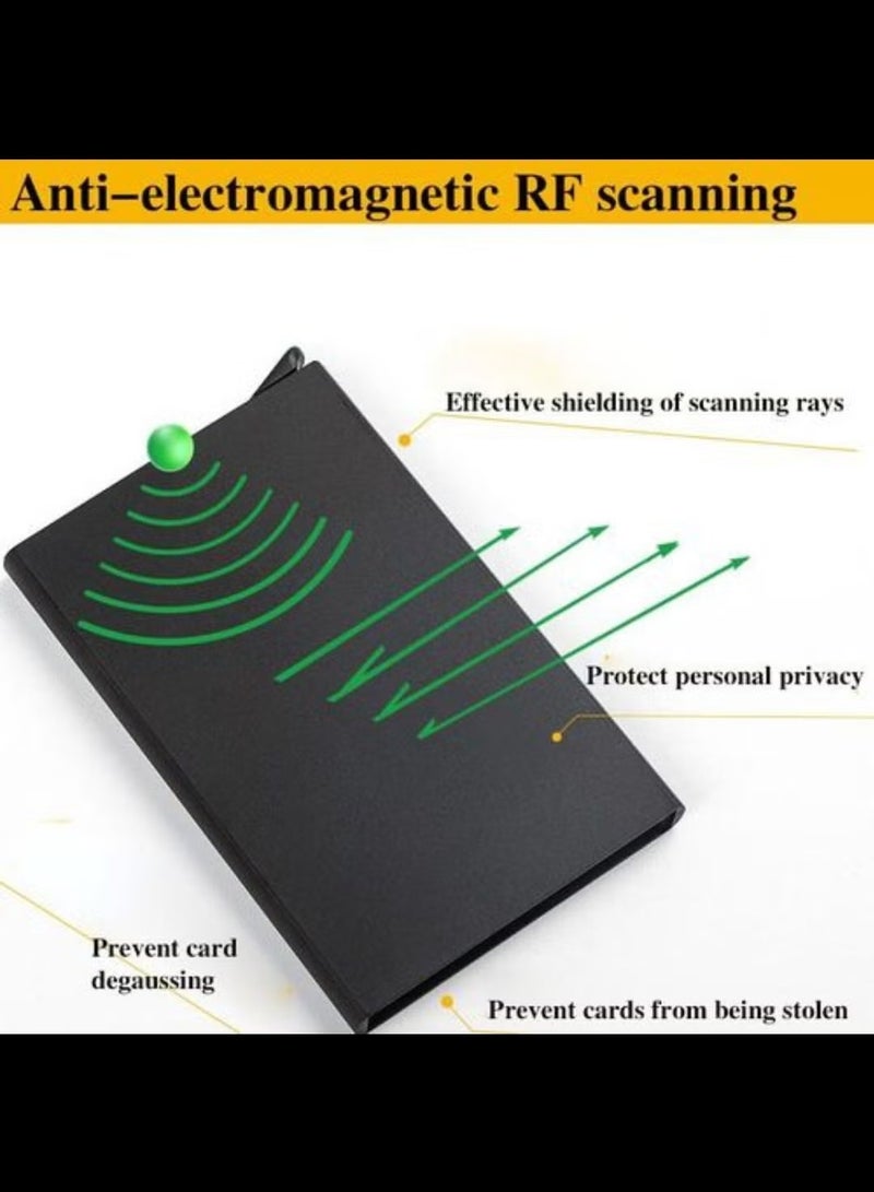 Credit Card Holder Wallet With Rfid Protection, One Click 6 Cards Slide Out Black - Image 3