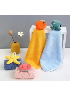 Reexplore Reexplore Super Absorber Light Weight Microfiber Towel Napkin with Loop Hanging for Cute Kids Hand Towels Hanging Hand Towel for Bathroom Kitchen Pack of 4 