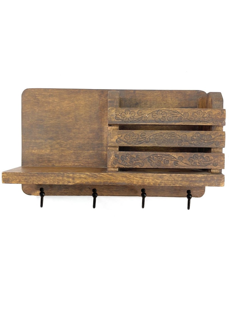 Souq DESIGNS Wall Mounted Rustic Wooden Hooks for Hanging - Wall Hooks Entryway Kitchen Hanger - Hanging Organizer Decorative Holder - Key Holder for Wall - Door Hook Clothes Hanger Shelf  - Image 3