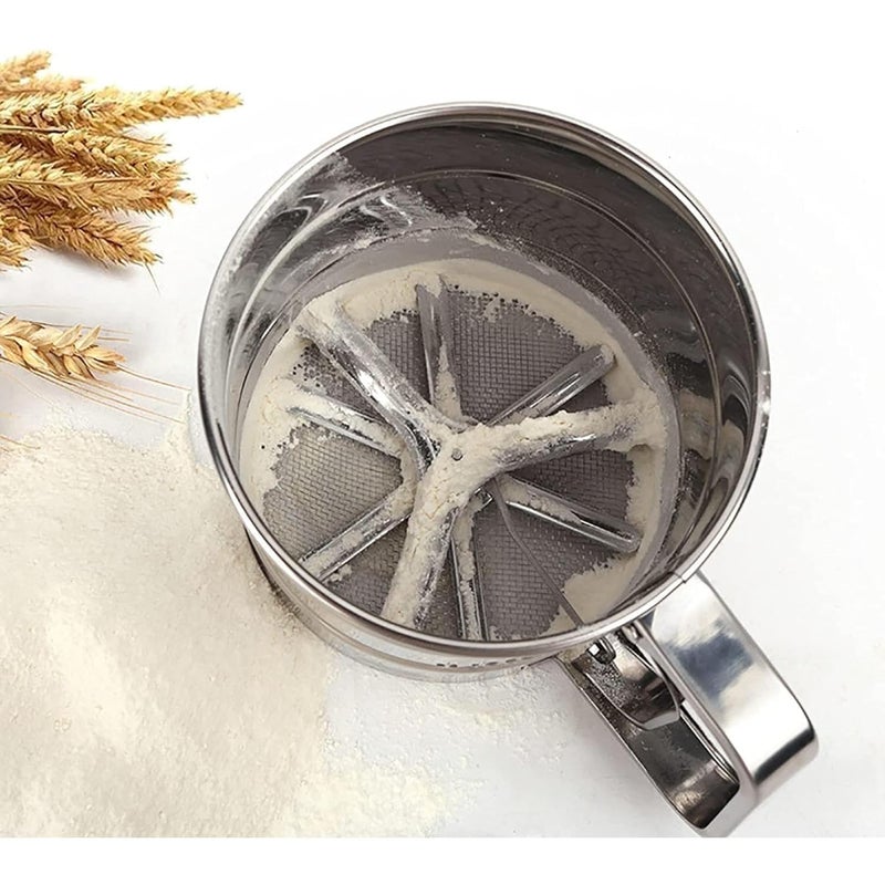 Yougov Yougov Baking Stainless Steel Shaker Small Size Sieve Cup Manual Flour Sifter with Measuring Scale Mark for Flour Icing Sugar Baking Icing Sugar Sifter Steel Sifter for Baking 1 PCS  - Image 5