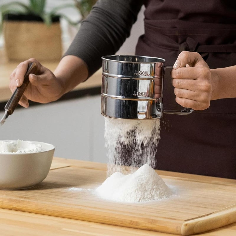 Yougov Yougov Baking Stainless Steel Shaker Small Size Sieve Cup Manual Flour Sifter with Measuring Scale Mark for Flour Icing Sugar Baking Icing Sugar Sifter Steel Sifter for Baking 1 PCS  - Image 4