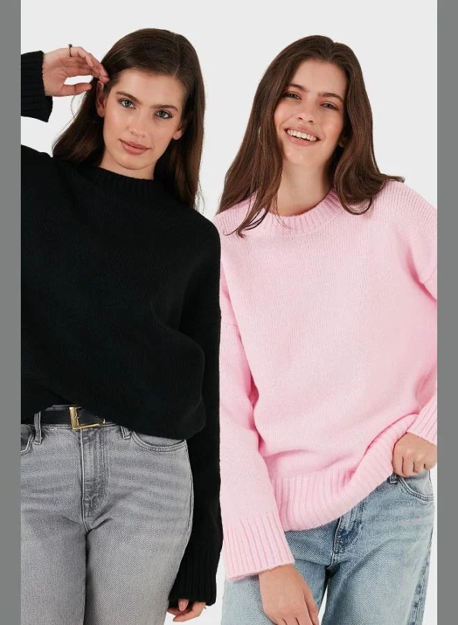 ليلا كنزة نسائية قطعتين ليلا بقصة عادية ورقبة دائرية