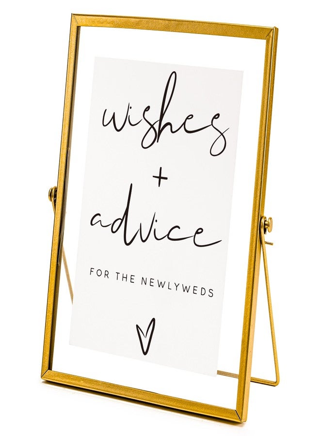 Calculs Advice And Wishes For The Mr And Mrs Gold Floating Picture Frame Wedding Signs Place Card/Menu Holder 10 x 8 Inches Centerpiece Table Décor Bridal Shower - Image 1