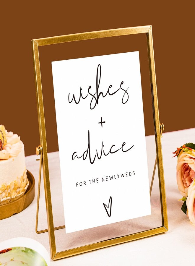 Calculs Advice And Wishes For The Mr And Mrs Gold Floating Picture Frame Wedding Signs Place Card/Menu Holder 10 x 8 Inches Centerpiece Table Décor Bridal Shower - Image 2