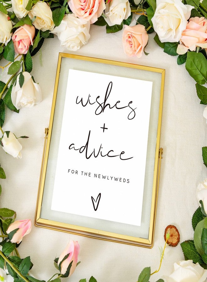 Calculs Advice And Wishes For The Mr And Mrs Gold Floating Picture Frame Wedding Signs Place Card/Menu Holder 10 x 8 Inches Centerpiece Table Décor Bridal Shower - Image 5