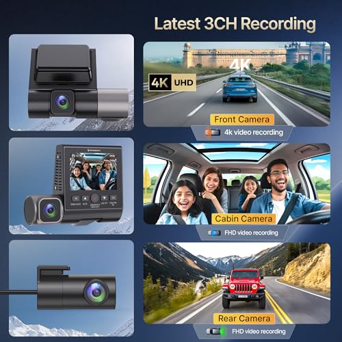 Crossbeats RoadEye DC04 4K Dash Cam for Car | Cabin, Front and Rear 3 Channel Dashcam for car | Sony STARVIS 2 Sensor | Built-in GPS | WiFi | Night Parking Mode |256GB |Smart App 12M Warranty (Black) - Image 3