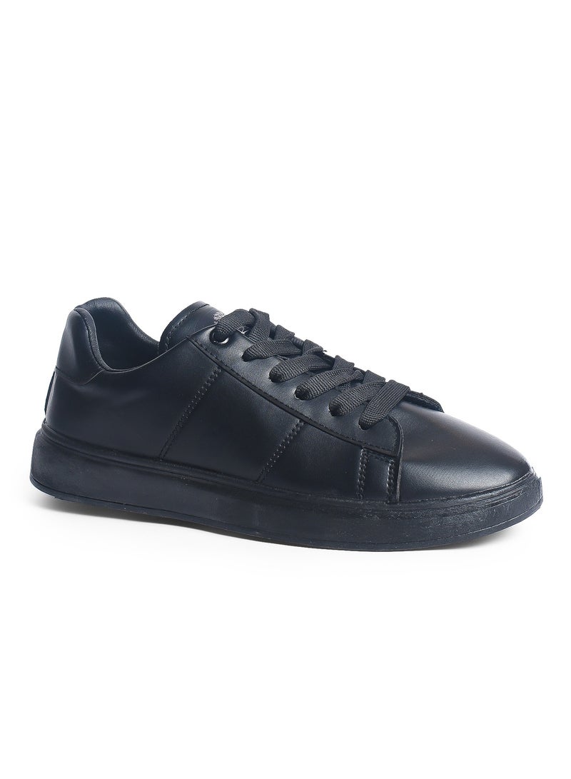 Desert Men's Minimalist Lace-up Black Flat Sneakers - Image 1