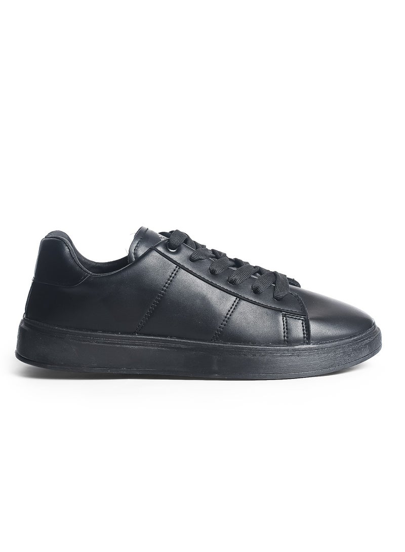 Desert Men's Minimalist Lace-up Black Flat Sneakers - Image 2