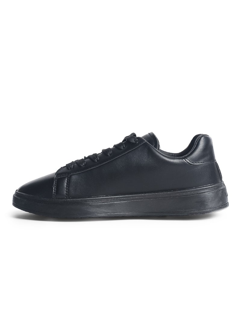 Desert Men's Minimalist Lace-up Black Flat Sneakers - Image 3